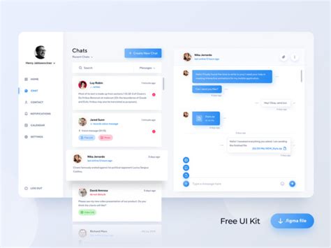 Free Chat Dashboard Figma Freebie Template Xd File