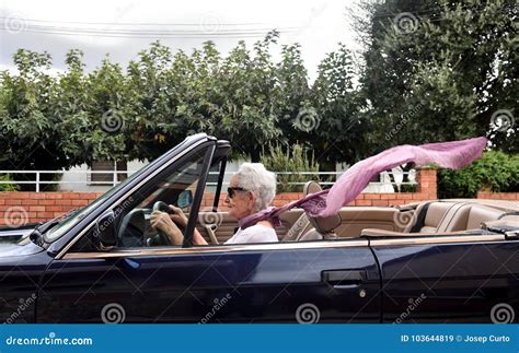 Old Woman Driving A Convertible Stock Image Image Of Countryside Country 103644819