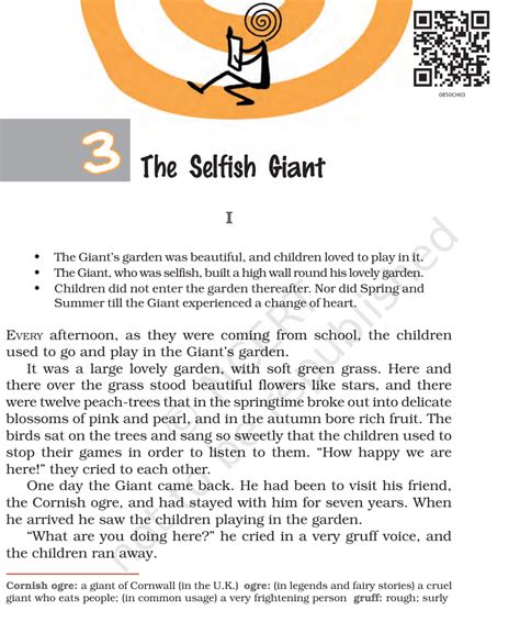 Ncert Book Class 8 English Chapter 3 The Selfish Giant