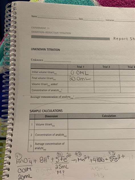 Solved Name Instructor EXPERIMENT 11 OXIDATION REDUCTION Chegg