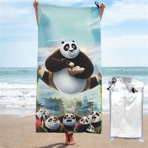 Kung Fu Panda Lightweight Beach Towel Oversized Microfiber Quick Dry