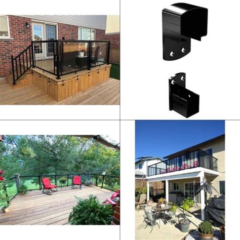 Black Aluminum Deck Railing Wall Mount Bracket Kit Peak In Ebay