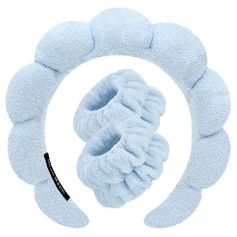 Spa Headbands For Washing Face Or Makeup Wristband Set Sponge Bubble Skincare