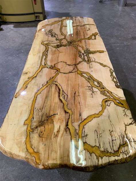 Spalted Maple Lichtenberg Live Edge Epoxy Table Etsy