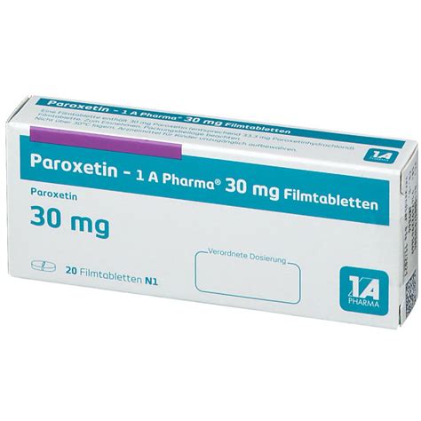 Paroxetin 1A Pharma 30Mg 20 St Mit Dem E Rezept Kaufen Shop Apotheke