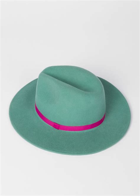 Womens Mint Green Wool Fedora Hat With Acapulco Lining Wool Fedora