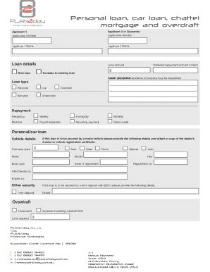 Fillable Online Loan Application Form Personal Loan Car Loan