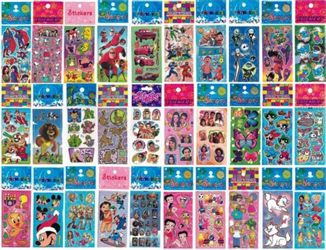 Kit Cartelas Adesivo Infantil Sticker V Rios Personagens