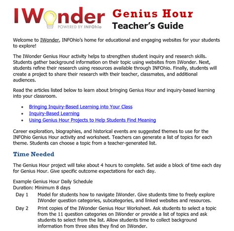 Iwonder Genius Hour Teachers Guide