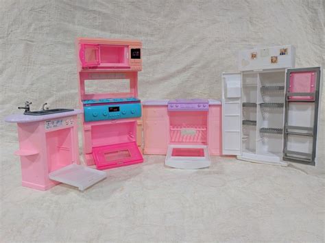 Vintage Mattel Barbie Kitchen Set Stove Sink Fridge Range Oven ...