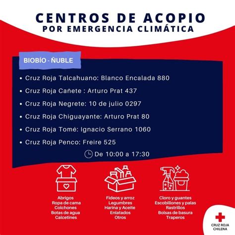 Centros De Acopio Ante Emergencia Climática Biobío Ñuble Cruz Roja