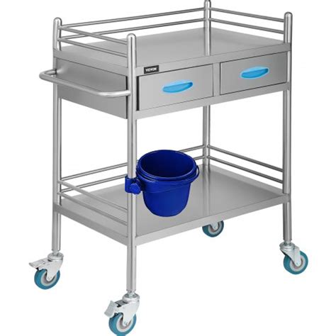 Vevor Lab Serving Cart Utility Cart With Two Story Rolling Cart With