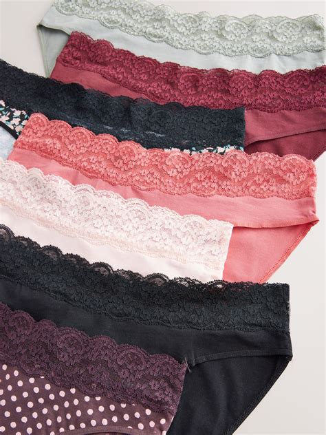 Buy Printed Spot High Leg Cotton and Lace Knickers 7 Pack from the Next