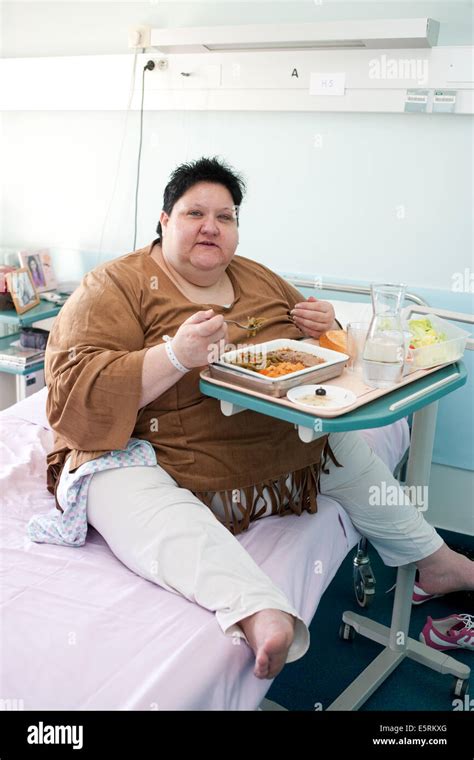 Female Patient Eating A Diet Meal Limoges Hospital Offers Its Obese