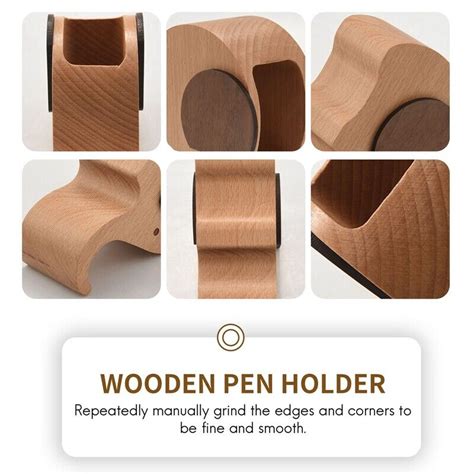 Wooden Elephant Cell Phone Holder Stand With Pen Pencil Holder Desk