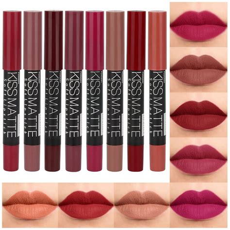 Amazon Evpct 8Pcs Dark Ruby Red Plum Purple Wine Nude Beige Brown Matte Lipstick And Lip