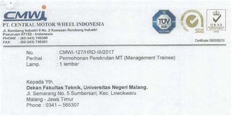 Lowongan Kerja Pt Central Motor Wheel Indonesia Cmwi Fakultas Teknik Um