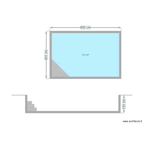 Plan en coupe piscine Plan 1 pièce 21 m2 dessiné par Laurineldr