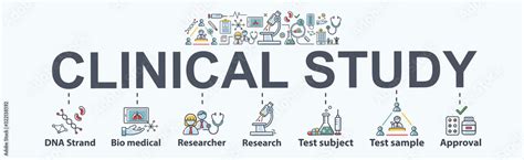 Vetor Do Stock Clinical Study Banner Web Icon For Medical Research