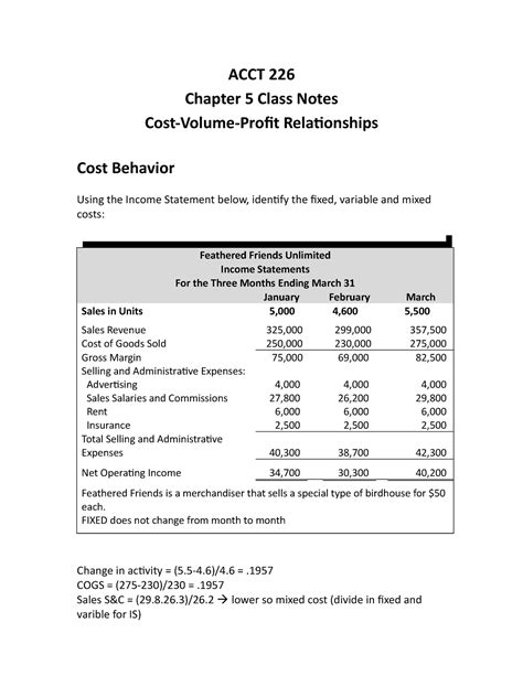 5 Managerial Accounting Fifth Lecture Notes ACCT 226 Chapter 5