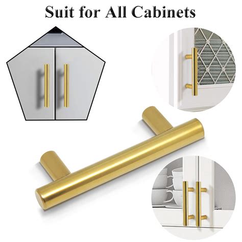 Probrico 10 Pack Brushed Brass Modern Cabinet Pulls Kitchen Cabinet