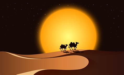 Desert scene at night 295289 Vector Art at Vecteezy