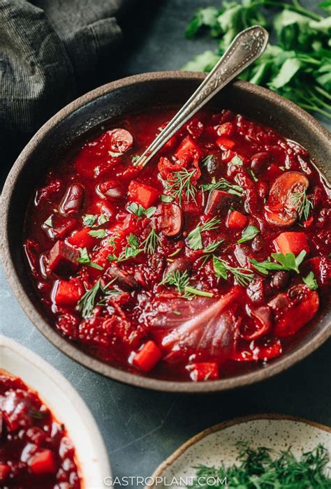 Bright Bold Vegan Borscht Recipe Stuffed Mushrooms Borscht Vegan