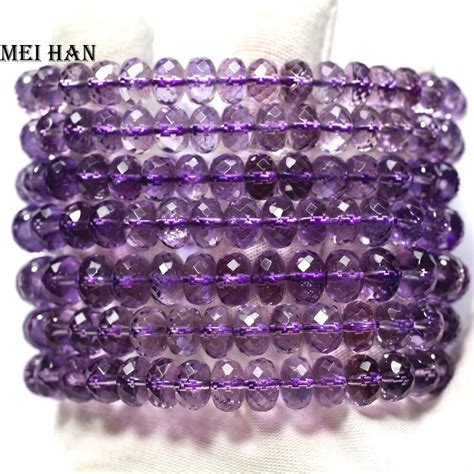 Meihan Wholesale Natural Amethyst Faceted Rondelle Quartz Beads Stone