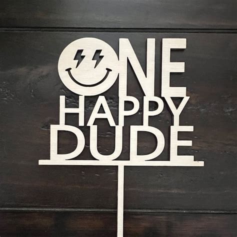 One Happy Dude Cake Topper Wood Etsy