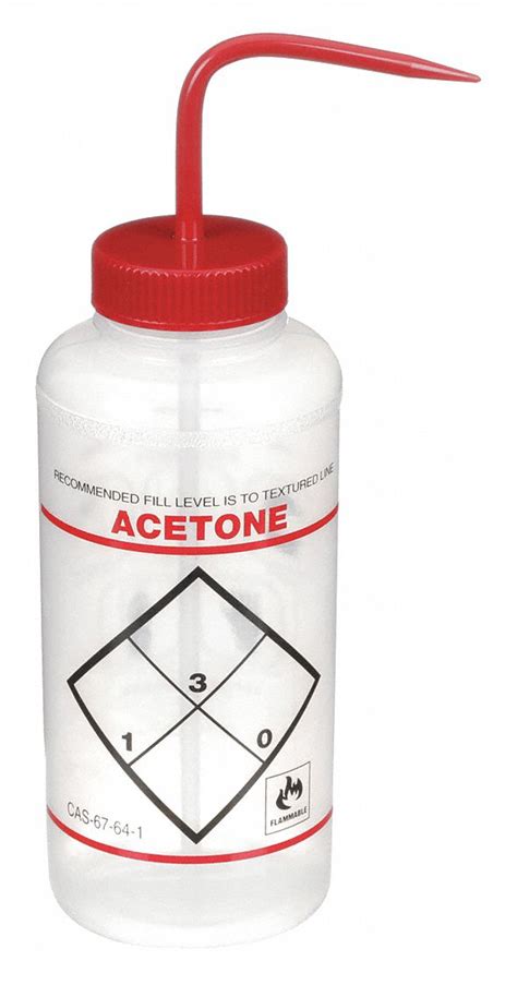 Wash Bottle Std Oz Acetone Red Pk Grainger