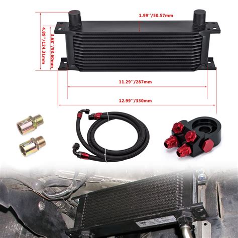 13 Row An10 Universal Thermostat Adaptor Engine Racing Oil Cooler Kit