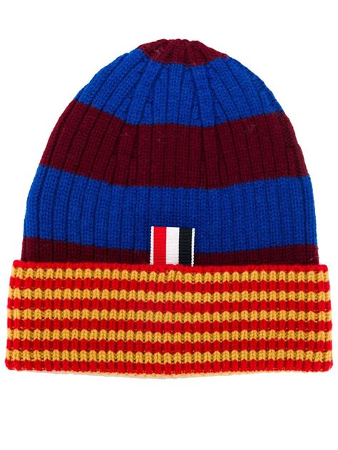 Thom Browne Fc Barcelona Crest Striped Beanie Editorialist