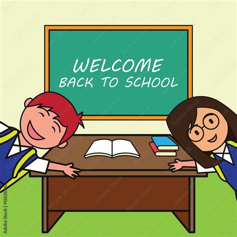 welcome back to school cartoon concept. vector illustration Stock ...