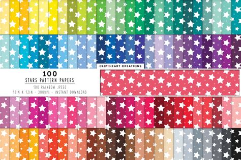 100 Star Pattern Digital Papers Graphic By Clipheartcreations