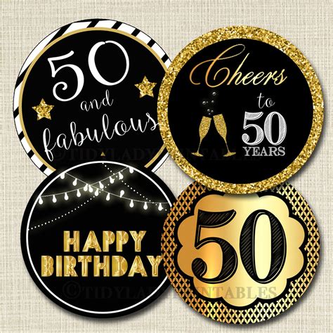 50th Birthday Cupcake Toppers PRINTABLE Cheers To Fifty Years