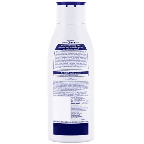 Nivea Extra Whitening Cell Repair Body Lotion SPF 15 200 Ml Price