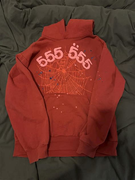 Spider Worldwide Sp5der Worldwide Red Angel Number 555 Hoodie Grailed