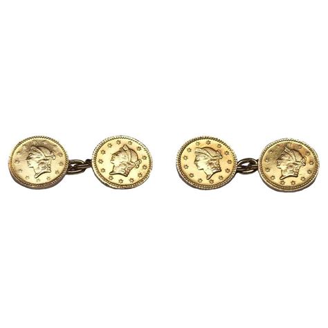 Vintage Gold Coin Design Cufflinks For Sale at 1stDibs