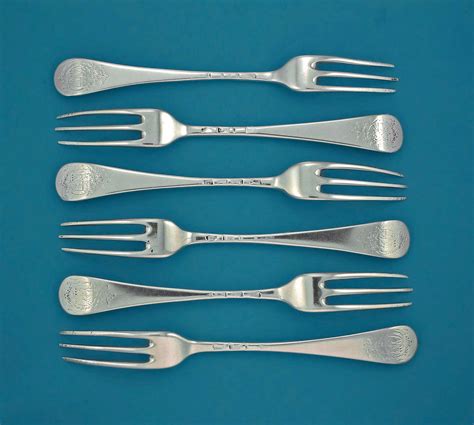 Set Of 6 George Iii Silver Hanoverian 3 Tine Dinner Forks Thomas