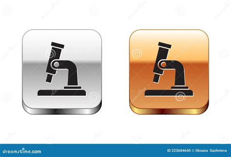 Black Microscope Icon Isolated On White Background Chemistry