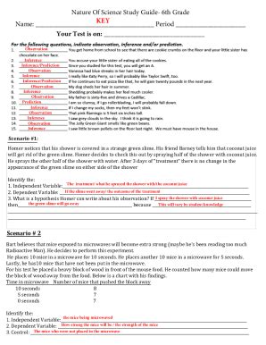 Fillable Online Nature Of Science Study Guide Th Grade Name Key Fax