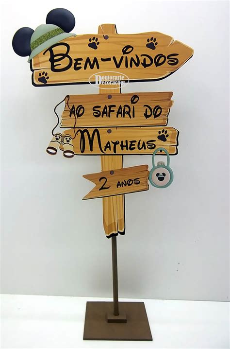 PLACA DE CHÃO SETAS TEMA MICKEY SAFARI ENFEITE FESTA Elo7