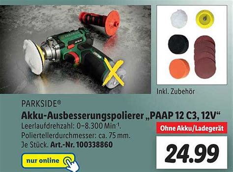 Parkside Akku Ausbesserungspolierer Paap C V Angebot Bei Lidl