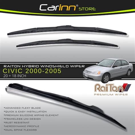 Jual Raiton Sepasang Wiper Hybrid Kaca Depan Mobil Honda Civic 2000