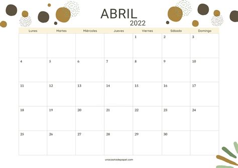 Calendario Abril Para Imprimir Gratis Una Casita De Papel