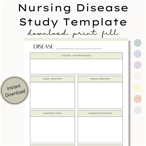 Printable Nursing Student Disease Template Pathophysiology Etsy