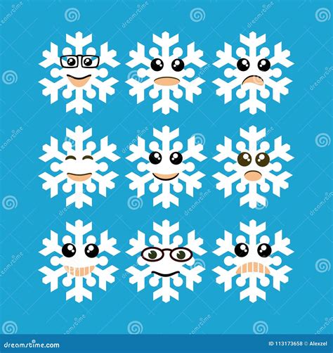 Snowflake Emoji Emoticon Expression Vector Illustration CartoonDealer