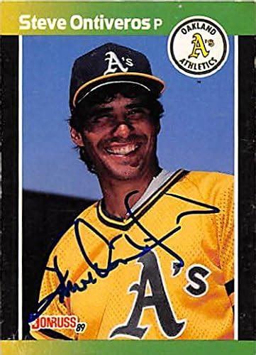 Steve Ontiveros Autographed Baseball Card Oakland Athletics 1989