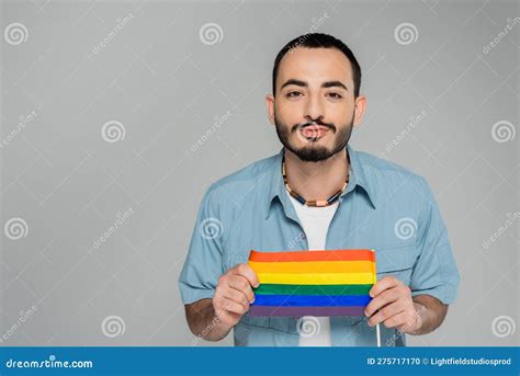 Brunette Gay Man Pouting Lips And Stock Photo Image Of Tolerance Isolated 275717170