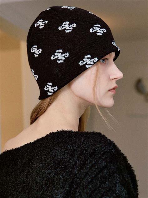 Y K Beanie Hats With Custom Logo Mea Culpa Letter Graphic Jacquard All